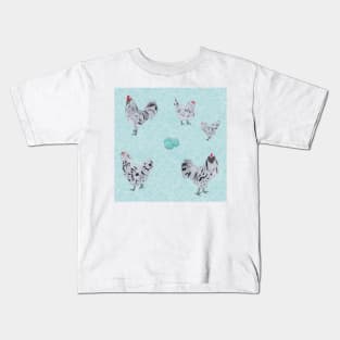 Splash Ameraucana Pattern Blue Kids T-Shirt